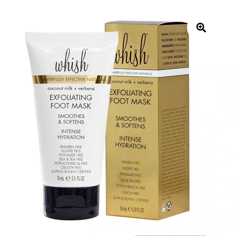 Whish Exfoliating Foot Mask, Smoothes & Softens, intense Hydration, 2.5 oz